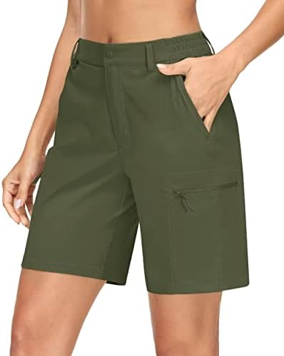מכנסי טיולים קצרים של Kefitevd לנשים קלות משקל קל משקל קלות מכנסי מתיחה נושמים מהירים עם כיסי רוכסן לטיולי גולף