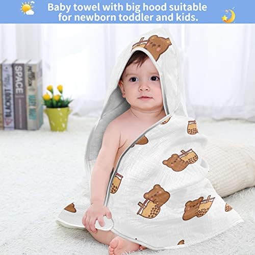 Vvfelixl מגבת עם מגבת ברדס דוב בועה סופגת מגבות תינוקות כותנה מגבת רחצה רכה לתינוק, פעוט 35x35in לבן