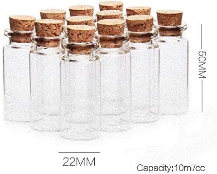 Esowemsn 24 יחידות 10 מל בקבוקי צנצנות זכוכית צלולים עם פקקי פקק, בקבוקי זכוכית לקישוט, אומנויות ומלאכות,