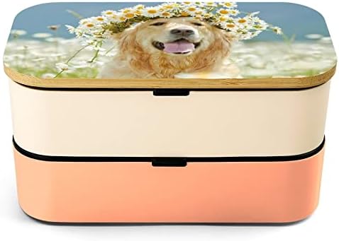 כלב רטריבר מוזהב זר מקסים בנטו קופסת ארוחת צהריים דליפה מכולות מזון בנטו דליפות עם 2 תאים לפיקניק עבודה לא