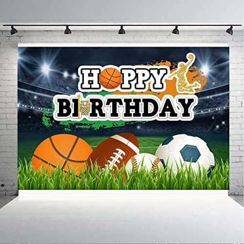 10 על 7 רגל כדור ספורט יום הולדת שמח רקע ילדים בני אצטדיון משחק דשא צילום רקע בייסבול כדורגל כדורסל רוגבי