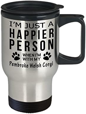 חובב כלבים טיול ספל קפה - אדם מאושר יותר עם פמברוק וולשי קורגי - מתנות הצלה בעלים