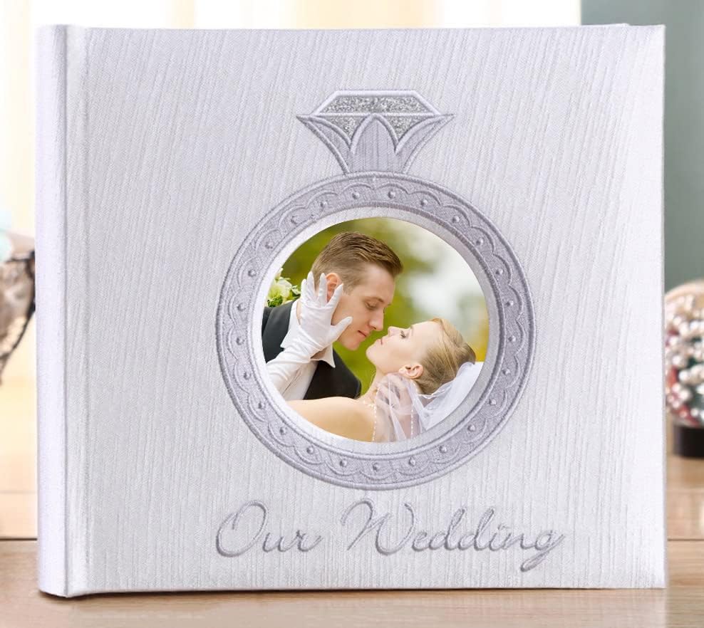 אלבום תמונות חתונה 4 * 6 מחזיק 200 תמונות רקמה החתונה שלנו עם כיסוי פתיחת תמונה & מגבר; מרחב