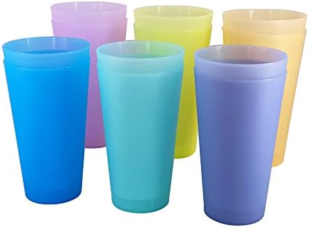 32-אונקיה פלסטיק כוסות סט, לשימוש חוזר גדול שתיית כוסות, מדיח כלים בטוח 6 מגוון צבעים ילדים כוסות