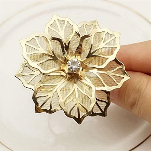 TBIIEXFL 60 יחידות עיצוב פרחים מפיות מפיות מתכת מפית זהב אבזם מפית מפית מחזיק טבעת