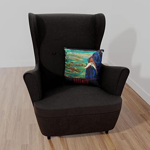 יוסמיטי בד הזרם קנבס זורק כרית לספה או ספה בבית ומשרד מציור שמן מאת האמן קארי לר 18 x 18.