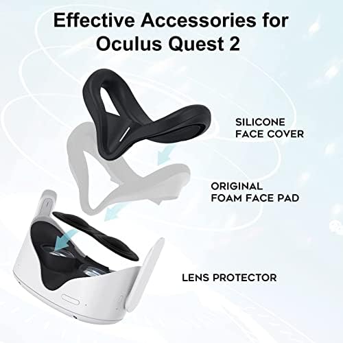 תיק נשיאה קשה תואם למטא/Oculus Quest 2 רצועת עילית Official, שקית הגנה ניידת קלה עם אביזרי כיסוי פנים סיליקון