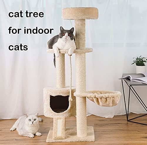 חתול עץ לחתולים מקורה 44.9 סנטימטרים חתול מגדלי חתול דירה עם פלטפורמת וערסל מגרד הודעות עבור גורים לחיות