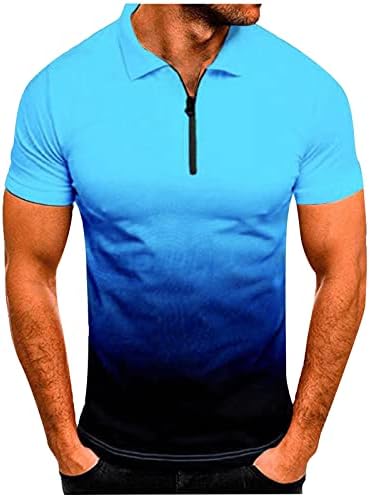 חולצות פולו של HDDK Mens חולצות רוכסן גולף גולף קיץ שרוול קצר הנלי צווארון ספורט שריר ספורט חולצה מזדמנת