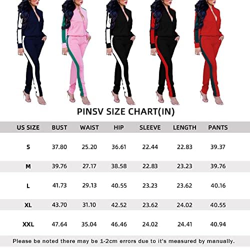 Pinsv Womens אימונית שני תלבושות שני חלקים שרוול ארוך רוכסן ז'קט ג'וג'ר ג'וג'ר סטייניסט תואם חליפות מסלול חליפות