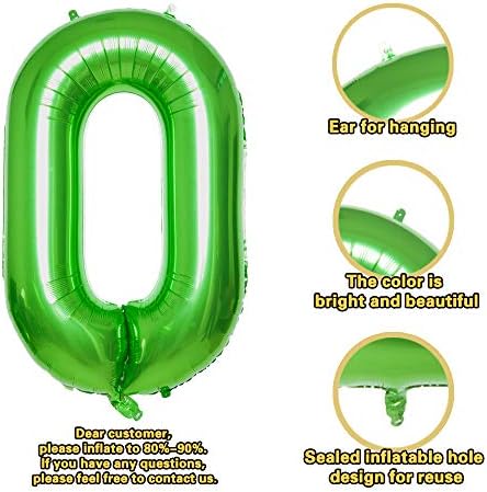 ירוק 0 בלונים, קישוטים למסיבות בלון ליום הולדת 40 אינץ 'מספקים בלונים דיגיטליים הליום מיילר