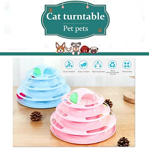 צעצוע חתול, צעצועים לחתולים של משחק אינטראקטיבי, חתול צעצוע 3/4 רמות מסלולי מגדל דיסק, סליפ אנטי, מסלול מעגל