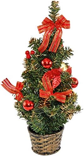 עץ חג מולד גבוה של הבית -X 16 עם קישוטים אדומים, עיצוב חג חמוד -עץ חג מולד קטן