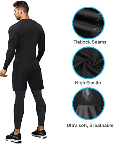 הופלין 5 חבילה דחיסת חולצות גברים ארוך שרוול פריחה משמר אתלטי שכבת בסיס גופיית הילוך חולצת טי עבור