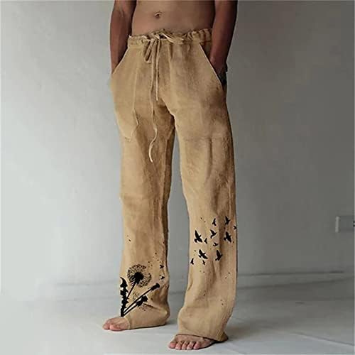 מכנסיים למותניים של Miashui מכנסיים מכנסי טרנינג לגברים מכנסיים רכים נוחים רופפים מכנסי רגל רחבים