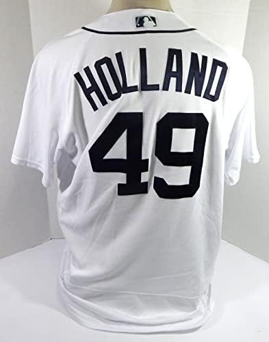 2021 דטרויט טייגרס דרק הולנד 49 משחק הונפק קופה משומשת ג'רזי לבן 50 ט 184 - משחק משומש גופיות MLB