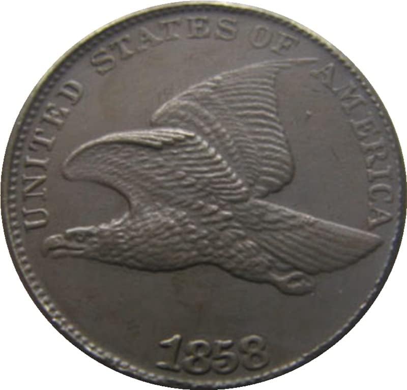 1858 מילה כפולה אמריקאית סנט מטבע פליז מטבעות עתיקות מטבעות זיכרון זרות
