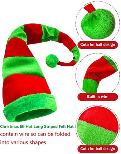 כובע שדון חג המולד סירוגוגו, לבד פסים ארוך וכובע שדון מצחיק חידוש קטיפה / מסיבת אביזרי חג המולד