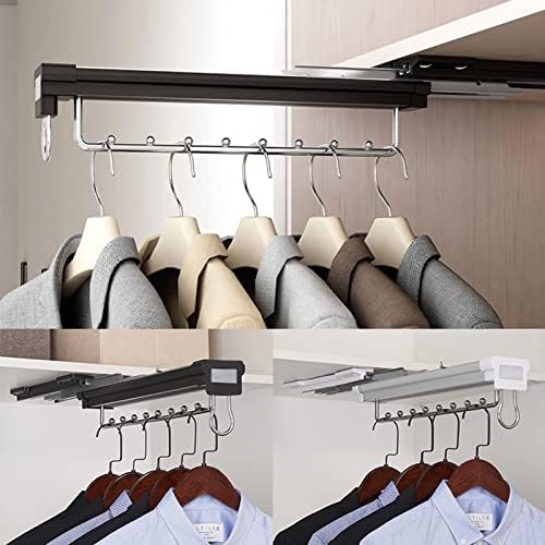 Jiaockjiao ארון ארון מוט שירות נשלף, ארון בגדים תלויים מתלה מכנסי מוט מכנסיים, דעיכה שקטה להרחבה מעקה שקופית