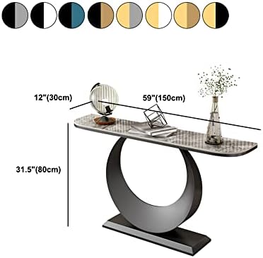 גלאם צפחה/מתכת עמיד בפני שריטות שולחן כניסה מודרני חצי ירח שולחן קונסולה מופשט-שולחן חום בסיס זהב 59 ליטר על