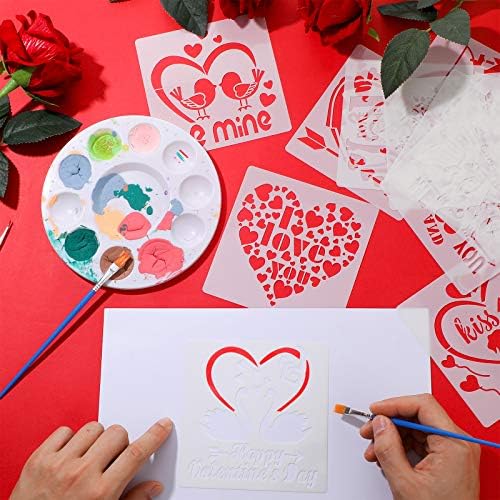 25 חתיכות חג האהבה שבלונות לשימוש חוזר ולנטיין ציור תבניות פלסטיק לב זוג אלבום ציור שבלונות