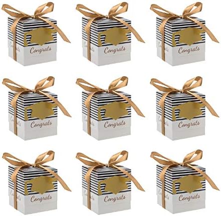 נייר מתנה של ג'אנו קופסאות ממתקים קופסאות DIY ברכות פסים כובע קרטון קופסאות מתוקות עם סרטים לטקס סיום טקס