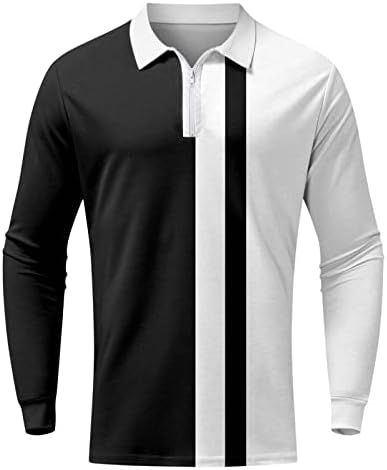 Wocachi 2022 חולצות פולו לגברים, שרוול ארוך טלאים טלאים