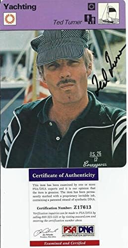 טד טרנר חתם על כרטיס ספורט קלף משנת 1979 יאכטות גביע אמריקה - DNA PSA - MLB כרטיסי בייסבול חתימה