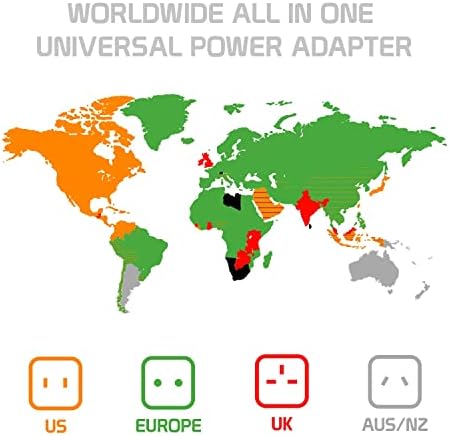 Travel USB פלוס מתאם כוח בינלאומי התואם ל- Blu Life One X2 מיני עבור כוח ברחבי העולם לשלושה מכשירים