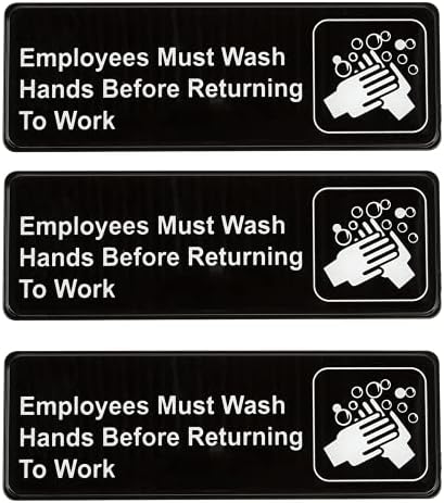 העובדים חייבים לשטוף ידיים לפני שהם חוזרים לשלט עבודה קל להתגלה בגיבוי דבק עצמי. נהדר לעסקים ומסעדות, 9 x