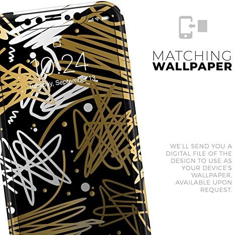 עיצוב Skinz Gold and Black Squiggly - Designskinz מגן על מדבקות ויניל עטיפת עור תואם ל- Apple iPhone