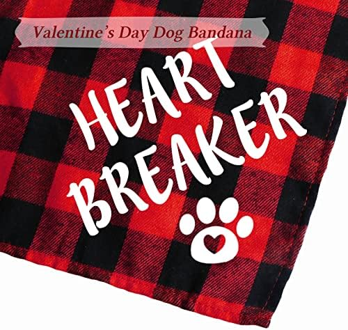 STMK 2 חבילה של יום האהבה כלב בנדנות, נשיקות חינם מפסק לב משובץ כלב בנדנה לגור כלבים קישוטים