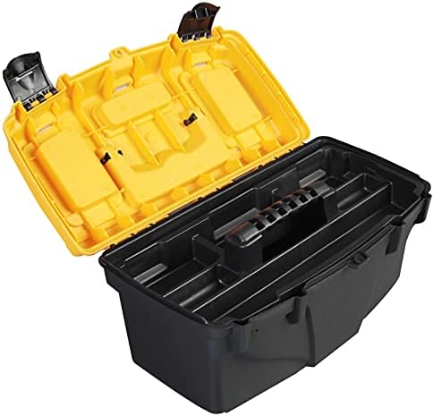 טורין 15.5 תיבת כלי אחסון מפלסטיק עם מגש נשלף, מארגן ארגז כלים קטן עם קופסת בורג, שחור/צהוב ATRJH-3015T