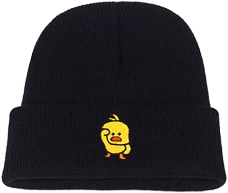 כובעי חורף סתיו כובע גברים כובע נשים רקמה של ברווז צהוב קטן דפוסי קריקטורה כובע סרוג כובע חם