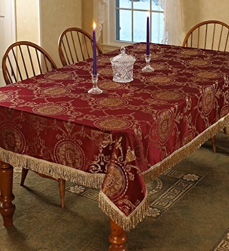 פשתן סגול יוקרה דמשק עיצוב שולחן בורגונדי 60 על 120 מלבני/מלבן