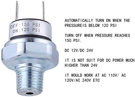 מתג לחץ אוויר מתג לחץ 120-150 psi מתג לחץ 1/4 -18 NPT DC 24V 12V מתג לחץ מתג לחץ מדחס אוויר מתג