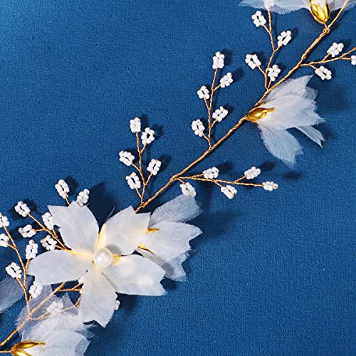 יומיקו לבן פרח הכלה שדון כיסוי ראש-חתונה שיער אביזרי פיות בגימור תכשיטי נשים