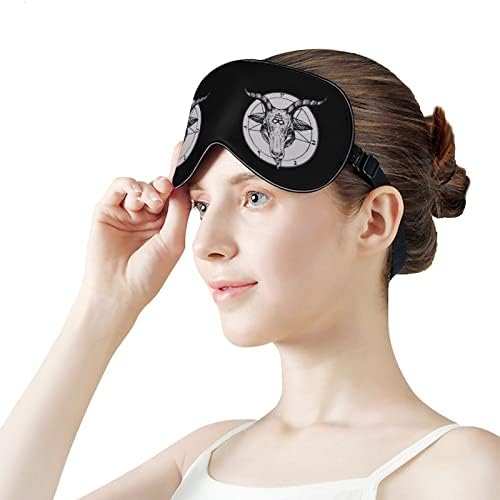 ראש שינה של Baphomet Satanic Head Mask Mask Mask משקל קל משקל מכסה מסיכת עיניים עם רצועה מתכווננת לגברים נשים