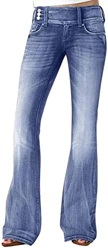 נשים גומיפי תפרו ג'ינס קדמי רחב ג'ינס מותניים אלסטיים ג'ינס ג'ינס מתלקח ג'ינס מותניים גבוהים ג'ין בל