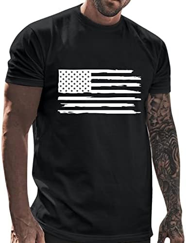 חייל בגברים של Beuu שרוול קצר חולצות פטריוטיות, יום העצמאות רטרו רטרו במצוקה דגל אמריקאי רזה מתאים צמרות טי
