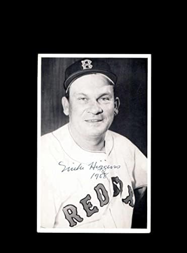 מייק פינקי היגינס JSA חתום וינטג '4x5 1950 בוסטון רד סוקס תמונה מקורית - תמונות MLB עם חתימה