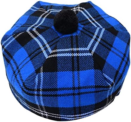 האאור סקוטי תמי כובע מסורתי חצאית טאם או ' שטנר אקריליק צמר שטוח מצנפת שונים טרטנים עם פומפונים אחד גודל