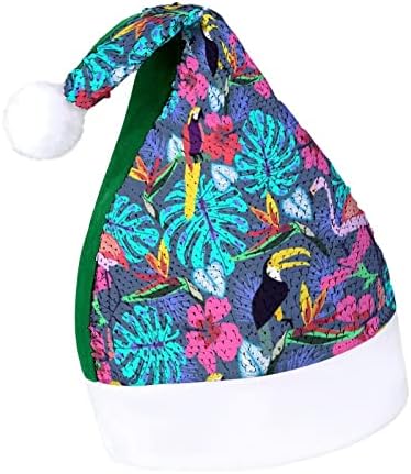 טוקאן תוכי עם פרחים מצחיק חג המולד כובע נצנצים סנטה קלאוס כובעי גברים נשים חג המולד מסיבת חג קישוטים