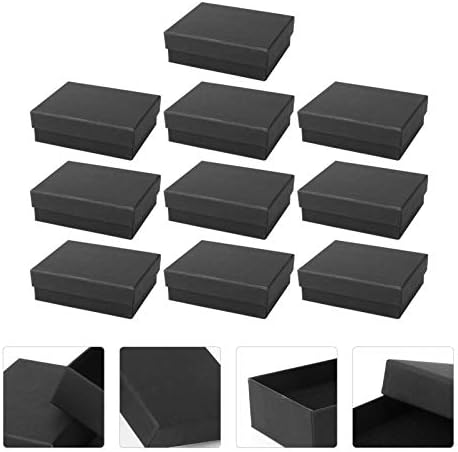 קבילוק שחור ארגונית בינס 10 יחידות נייר תכשיטי קופסות טבעת עגילי אריזת קופסות ספוג מלא אריזת