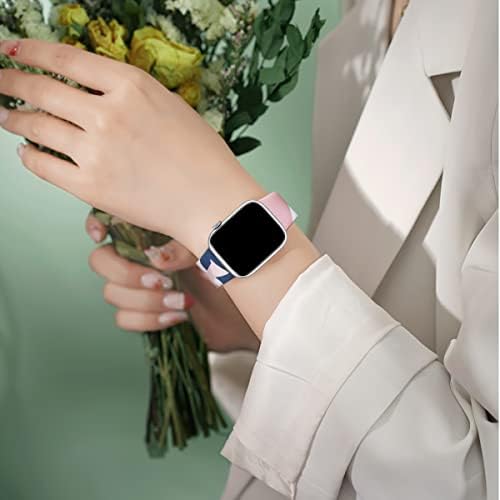 SICHY תואם לרצועות רצועות Apple Watch 38 ממ 40 ממ 41 ממ 42 ממ 44 ממ 45 ממ, רצועת שעון אלגנטית עם ציור עדין,