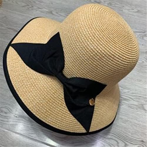 לרכוש קיץ קשת שמש כובעי גבירותיי רחב שולי כובע נשי עגול למעלה פנמה תקליטונים קש חוף כובע נשים