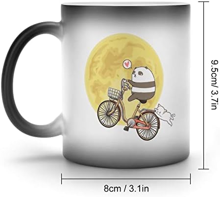 פנדה אופניים עם ירח חום שינוי ספל קסם קפה כוס קרמיקה תה כוס אישית מתנה עבור משרד בית נשים גברים