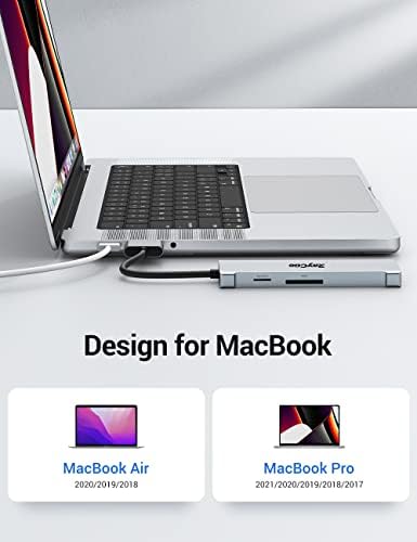 מתאם רכזת USB C, תחנת עגינה 7-in-1 עבור MacBook Pro/Air, עם 4K 60Hz HDMI ， Thunderbolt 3, 3 * USB 3.0, קורא כרטיס