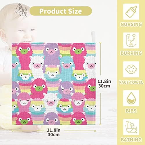 VVFELIXL מטליות כביסה לתינוקות כותנה צבעונית LLAMA ALPACA BABY BABY MUSLIN WASHLANS מגבת פנים רכה לתינוקות לתינוקות