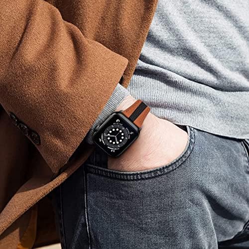 פסי עור של Hepsun תואמים ל- Apple Watch 41 ממ 40 ממ 38 ממ פס וינטג 'רך עור אמיתי דק דק ורזה להחלפה אלגנטית